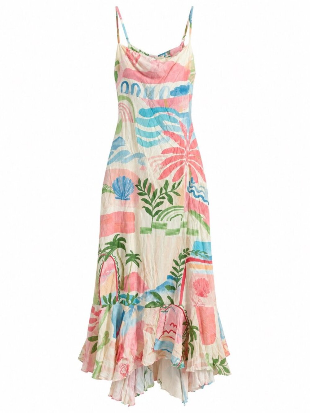 Paper Heart Floral Maxi Dress XL Rayon Tie-Back